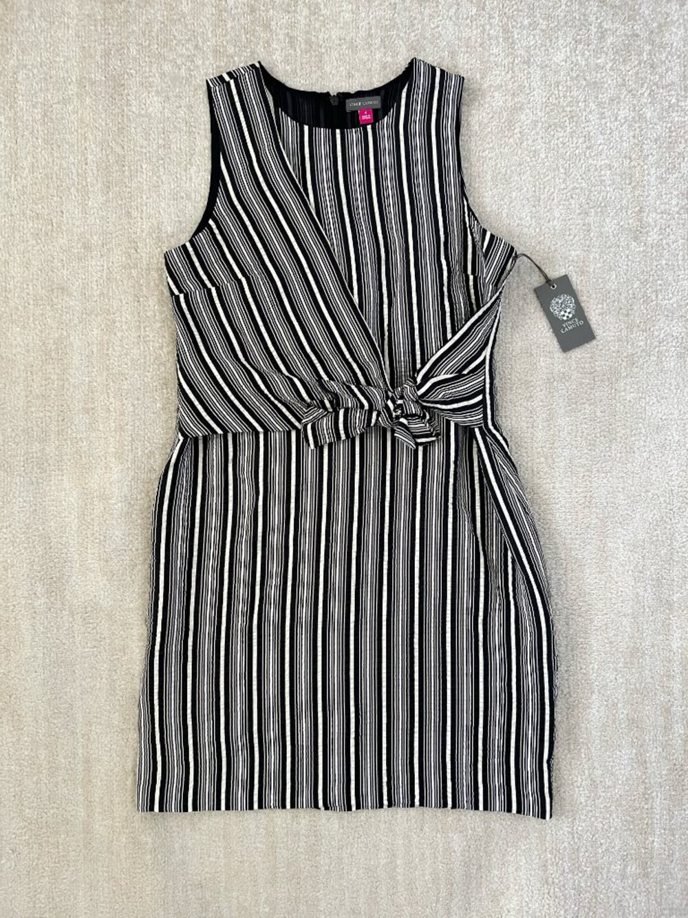 NWT Vince Camuto Stripe Summer Cocktail Sleeveless Faux Wrap Dress 4